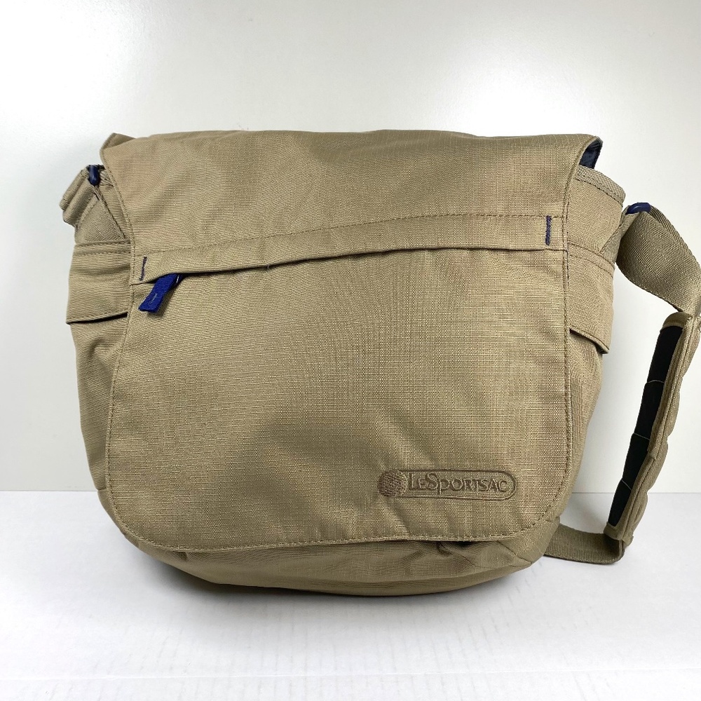 LESPORTSAC Flap Messenger Crossbody Shoulder Bag, Beige, Medium Size